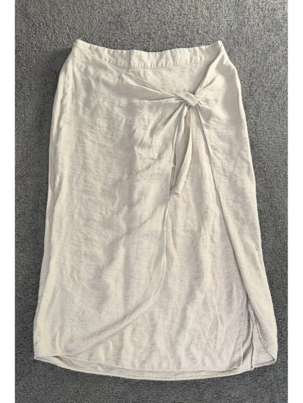 INC International Concepts Oatmeal Beige Faux Wrap Midi Skirt Size M